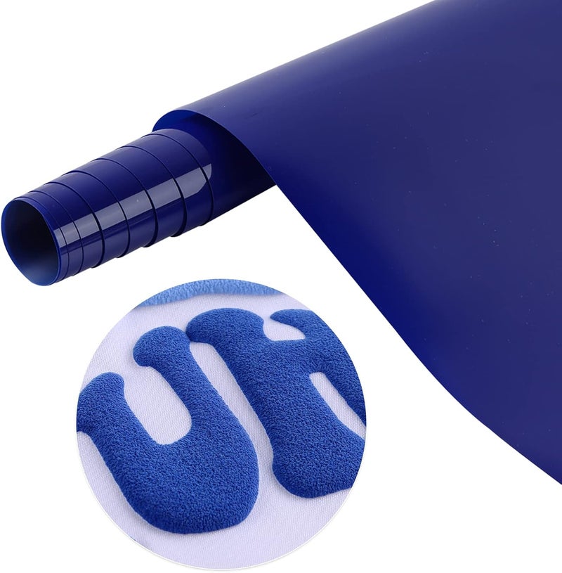 Tintnut Puff Vinyl Heat Transfer - 10inches x 6ft 3D Dark Blue Puff HTV Roll Heat Transfer Vinyl Foaming Colorful Puffy Iron on Vinyl for T-Shirts DIY Compatible with Cricut or Silhoutte Cameo - Image 1